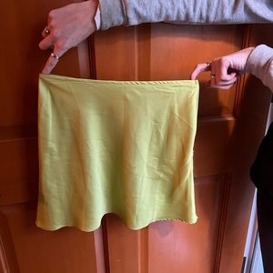 Nordstrom Chartreuse Mini Silk Yellow Skirt